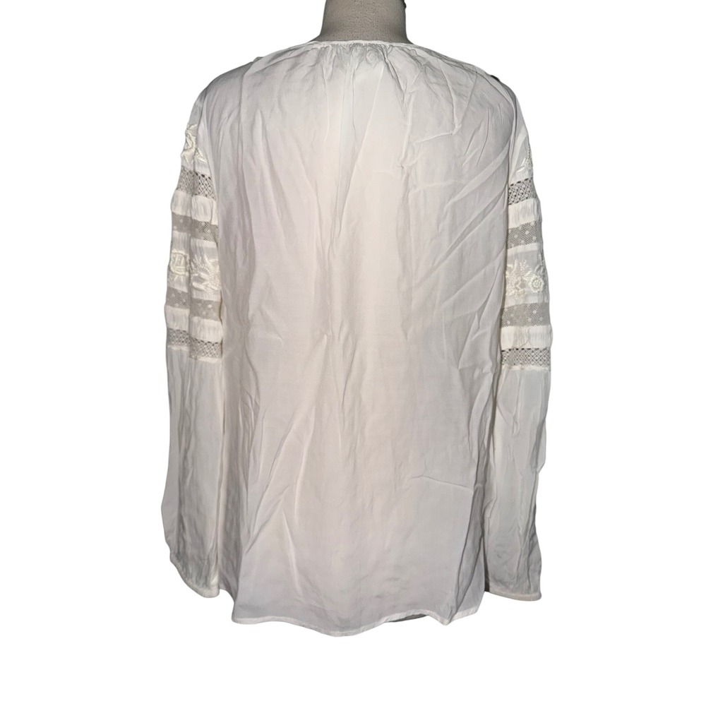 Chicos White Lace Embroidered Button Front Blouse Long Sleeve Boho Top Size 2 X8 - Picture 7 of 9